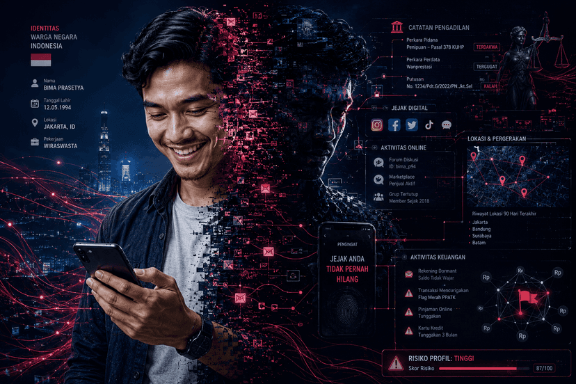 Ilustrasi jejak digital seseorang di dunia maya